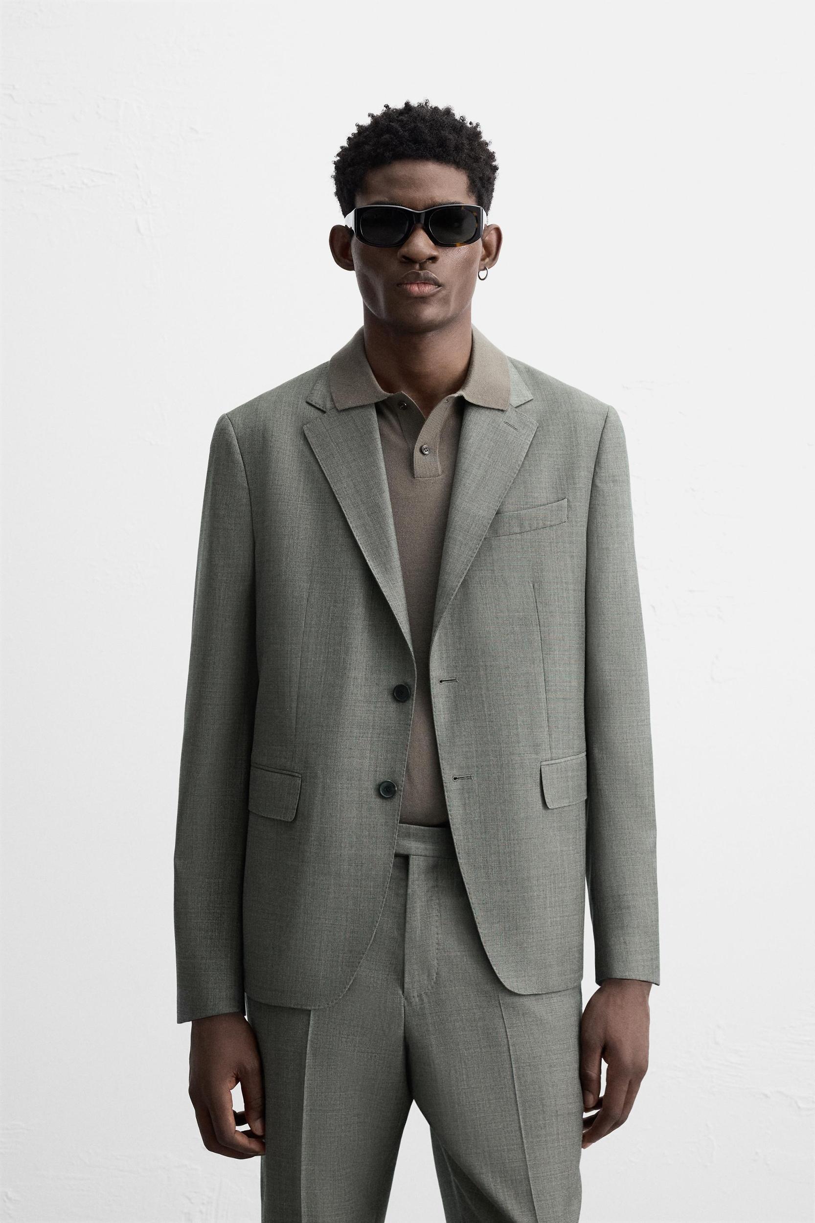 100% WOOL TEXTURED SUIT BLAZER Product Image