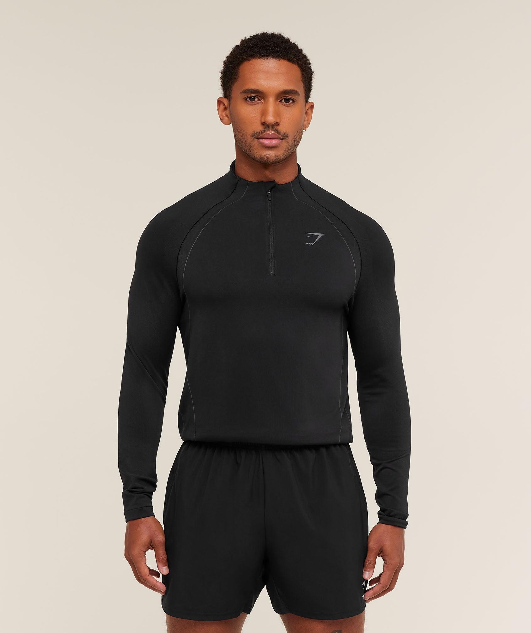 Gymshark Apex Seamless 1/4 Zip - Black/Dark Grey Male Product Image