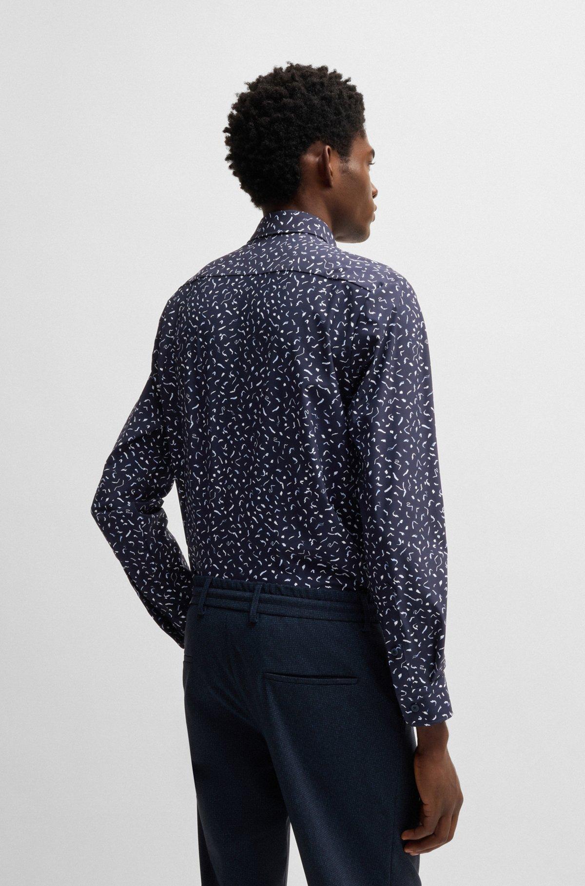 Slim-fit shirt in printed performance-stretch fabric Product Image