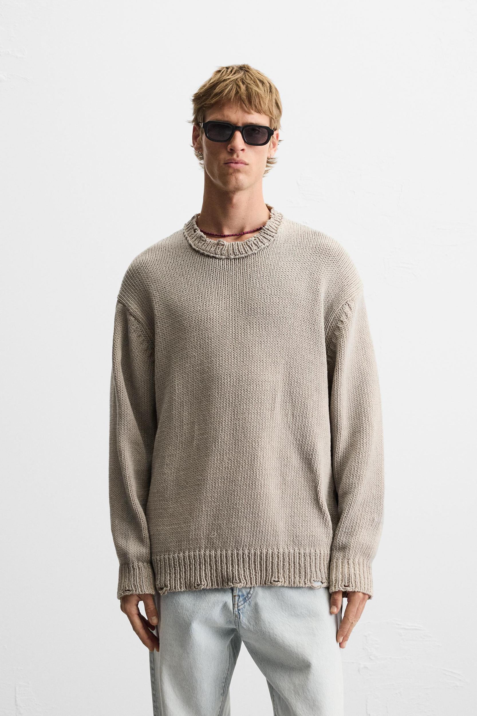 WASHED RIPPED EFFECT SWEATER Product Image