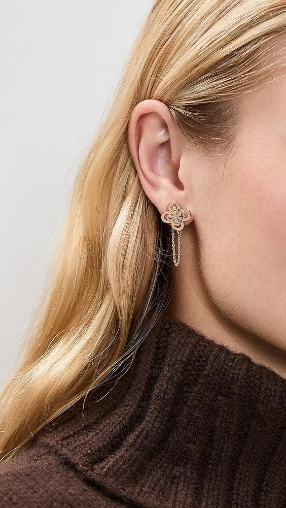 Tory Burch Kira Clover Front Back Stud Earrings | Shopbop Product Image