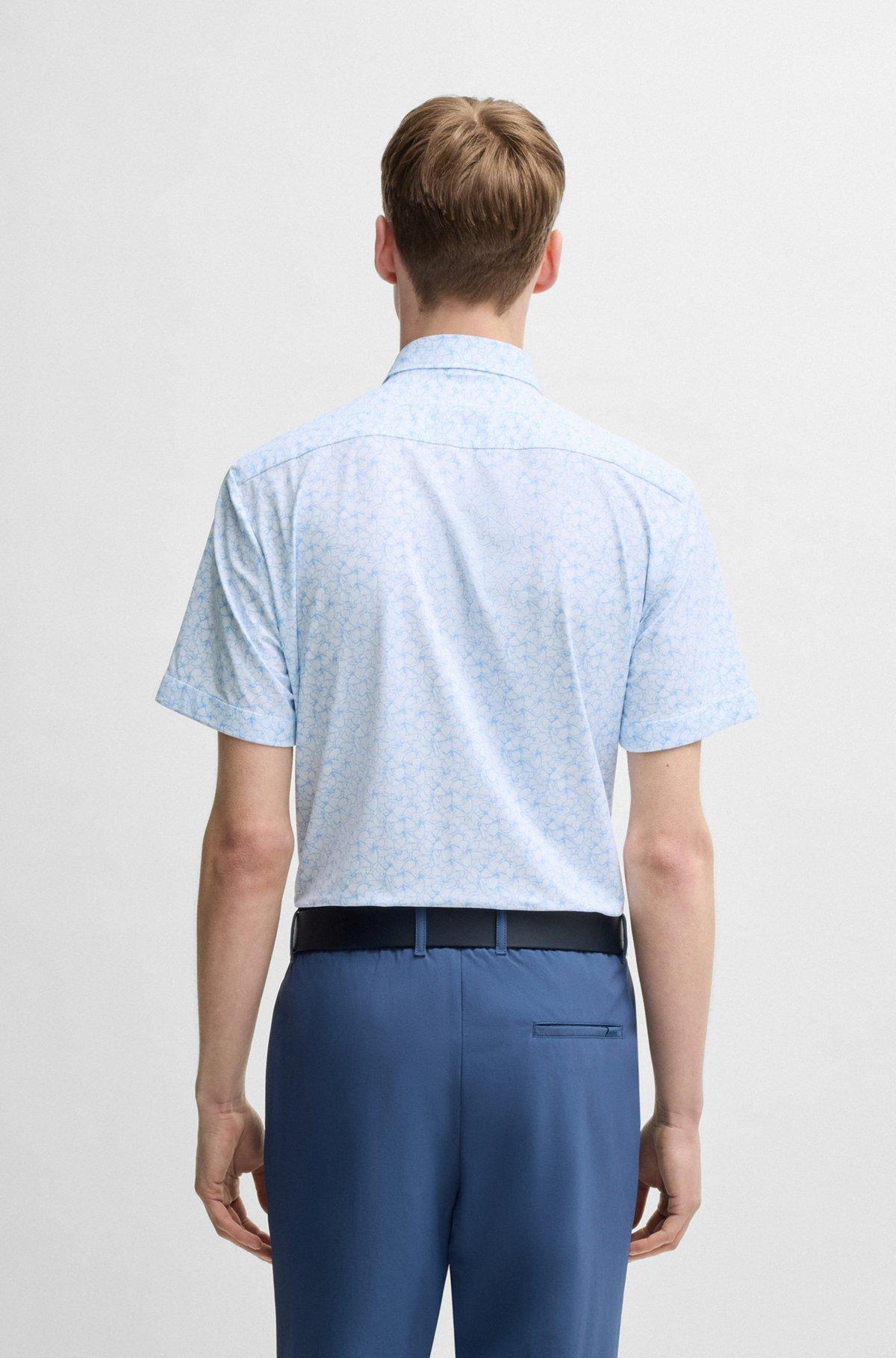 Slim-fit shirt in floral-print performance fabric Product Image