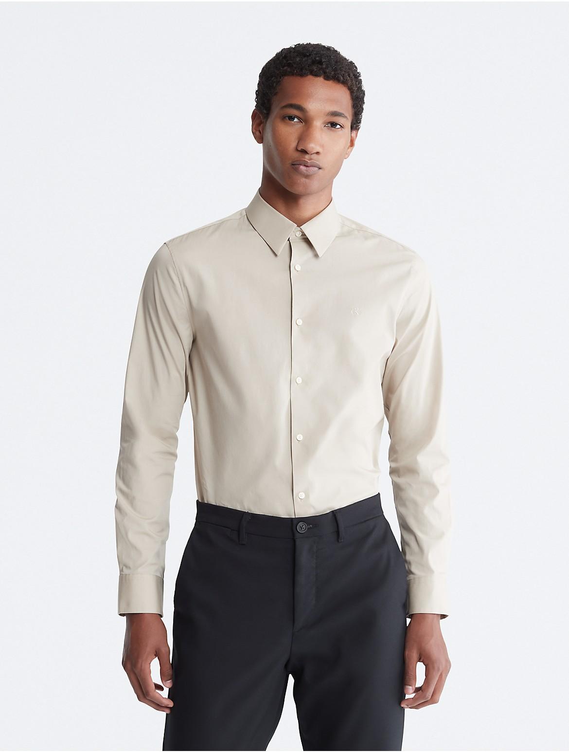 Calvin Klein Mens Slim Stretch Shirt - Grey - XL Product Image