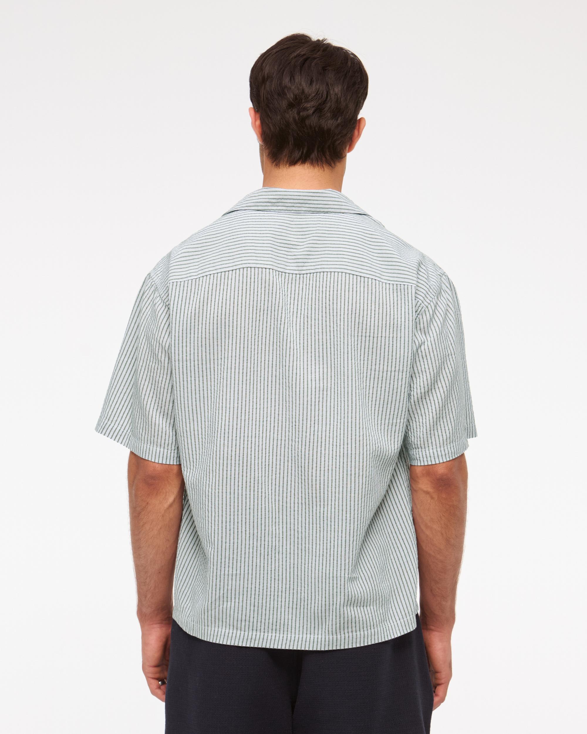 Camp Collar Cropped Seersucker Shirt Product Image