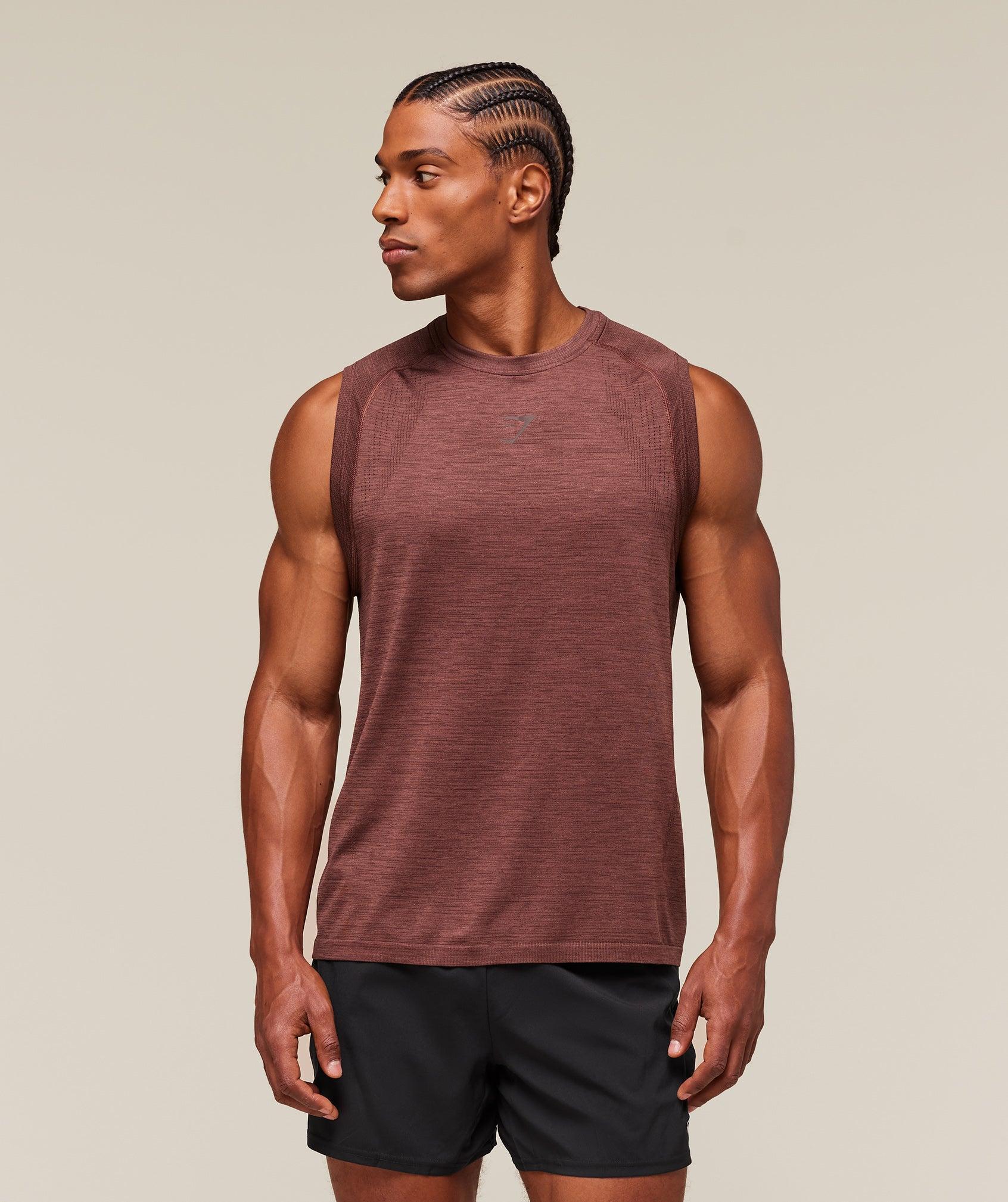 Gymshark Versatile Seamless Tank - Rust Brown/Depth Brown Male Product Image