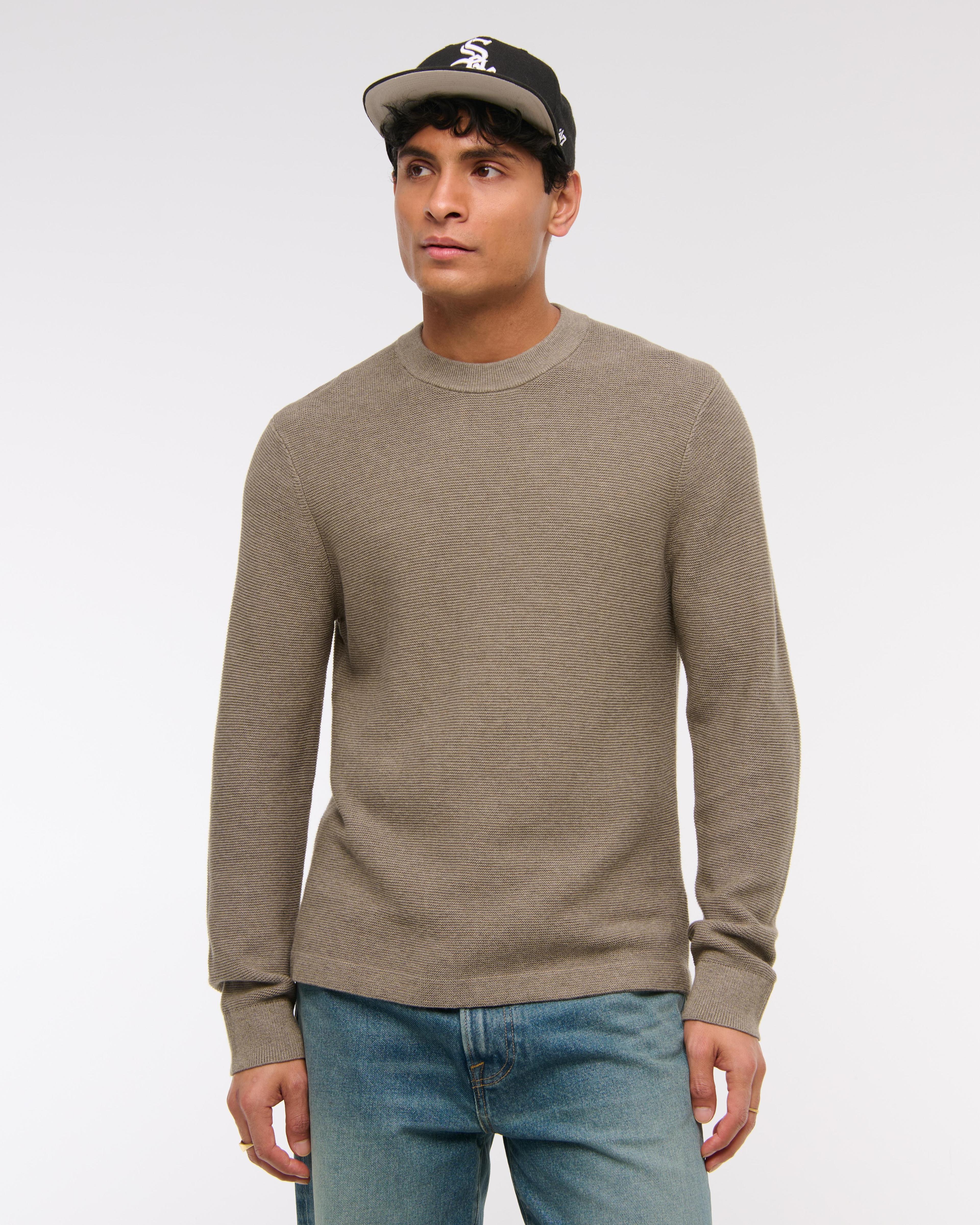 Pima Cotton Open-Hem Crew Sweater Product Image