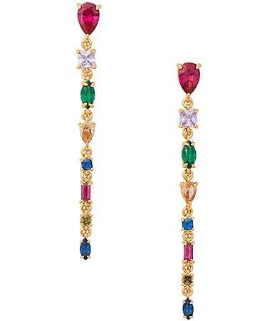 Womens Gold-Plated & Cubic Zirconia Linear Drop Earrings Product Image