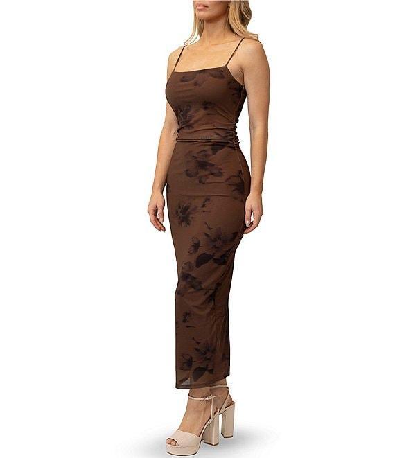 Stevie By Steve Madden Printed Mesh Ruched Maxi Dress Product Image