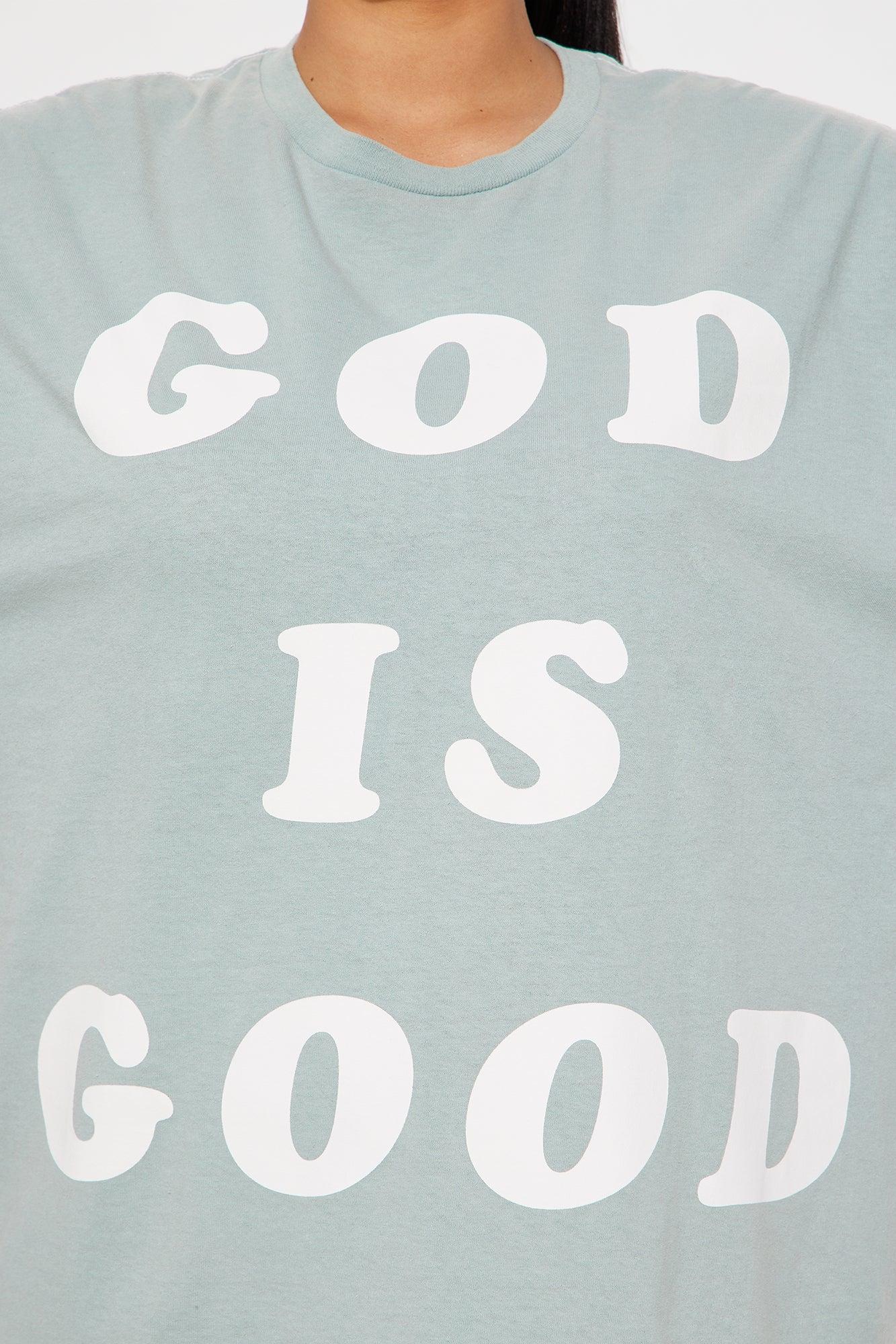 God Is Good All The Time Washed Oversized Tee - Sage Product Image
