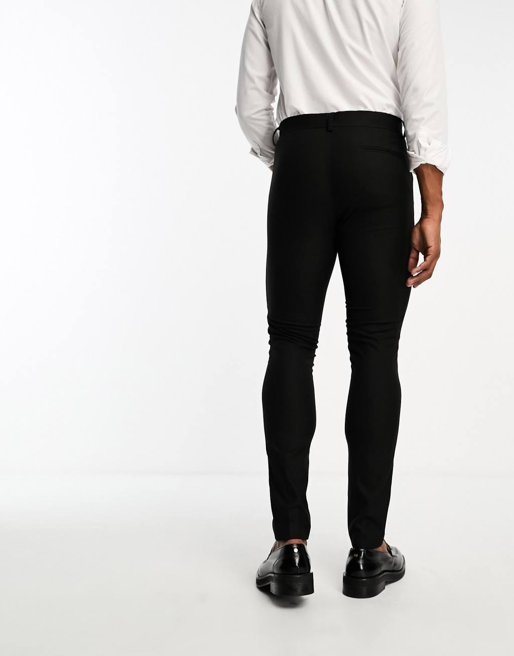 ASOS DESIGN skinny tuxedo suit pants in black Product Image