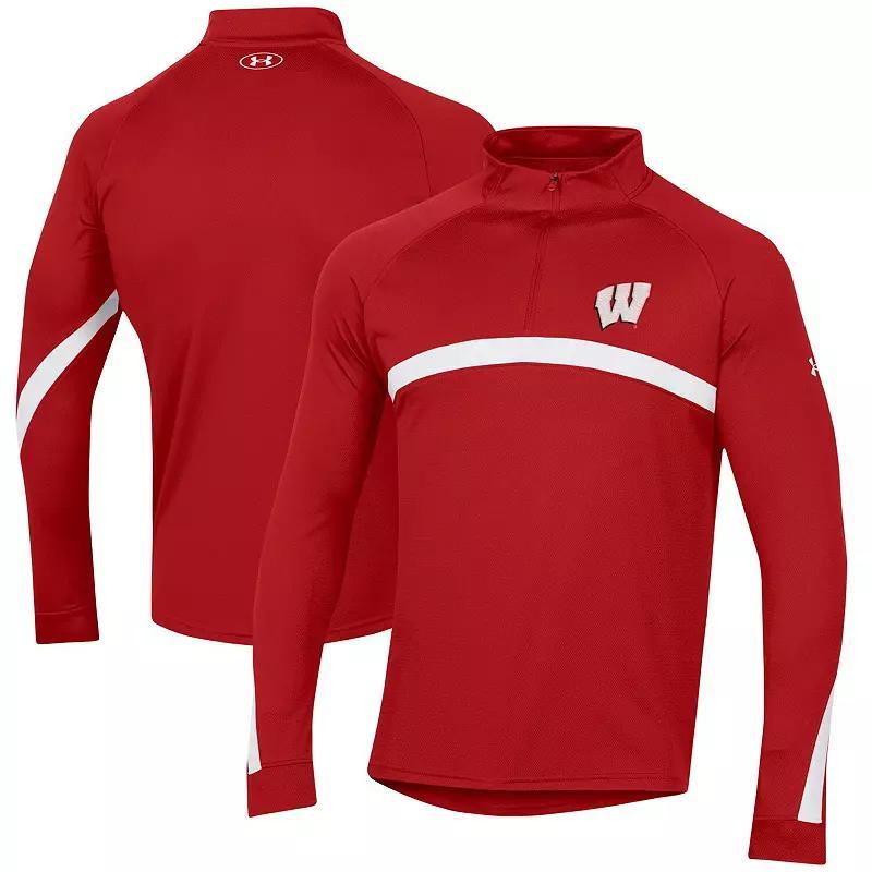 Men's Under Armour Red Wisconsin Badgers Game Day Camo Raglan Quarter-Zip Top,  Product Image