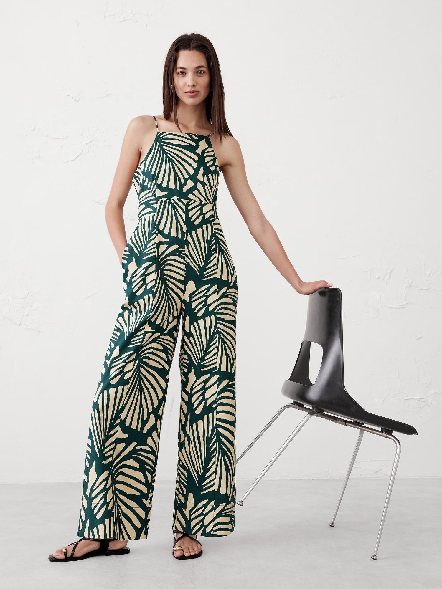 Linen-Blend Strappy Tailored Jumpsuit Product Image