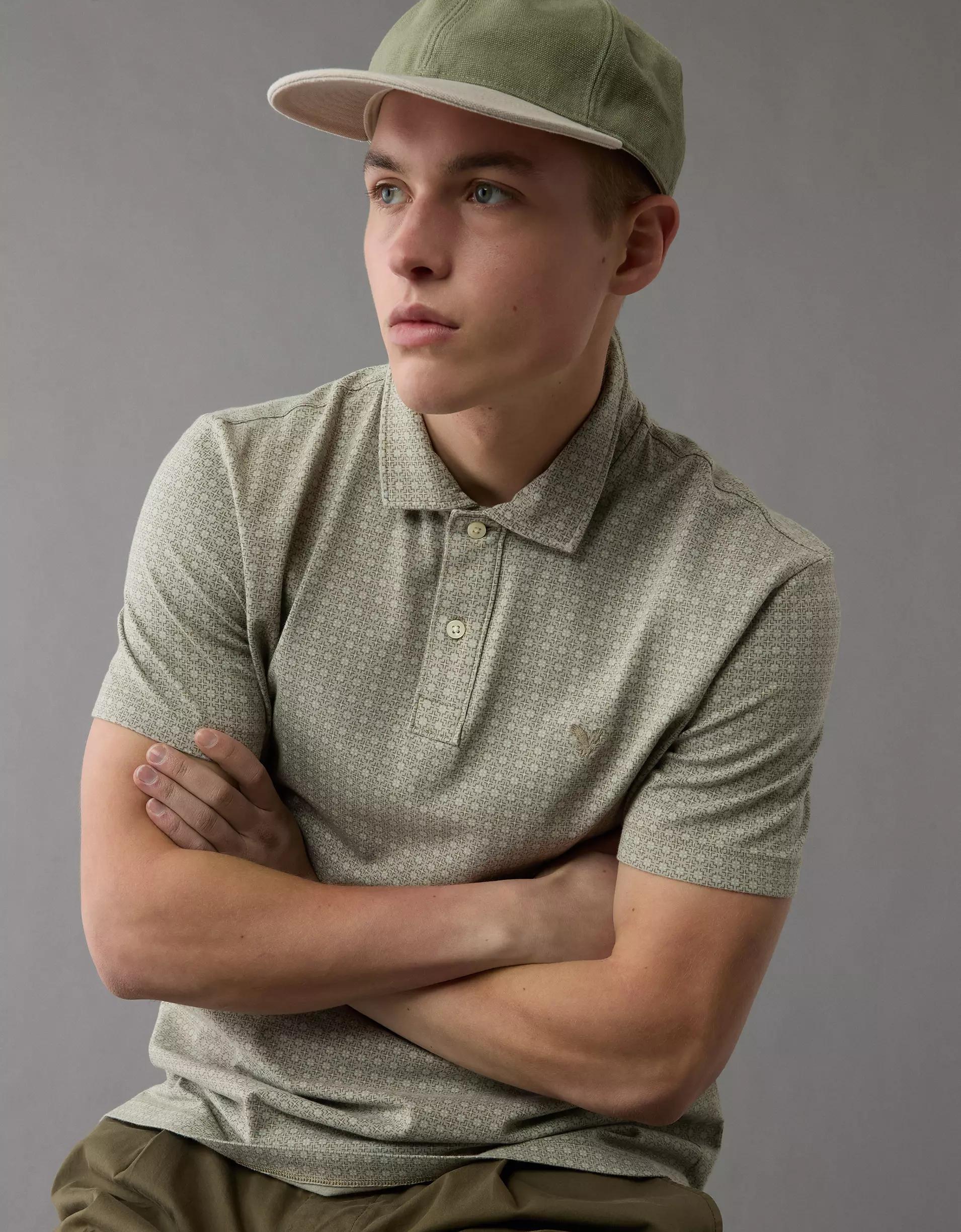 AE 24/7 Club Logo Printed Polo Shirt Product Image