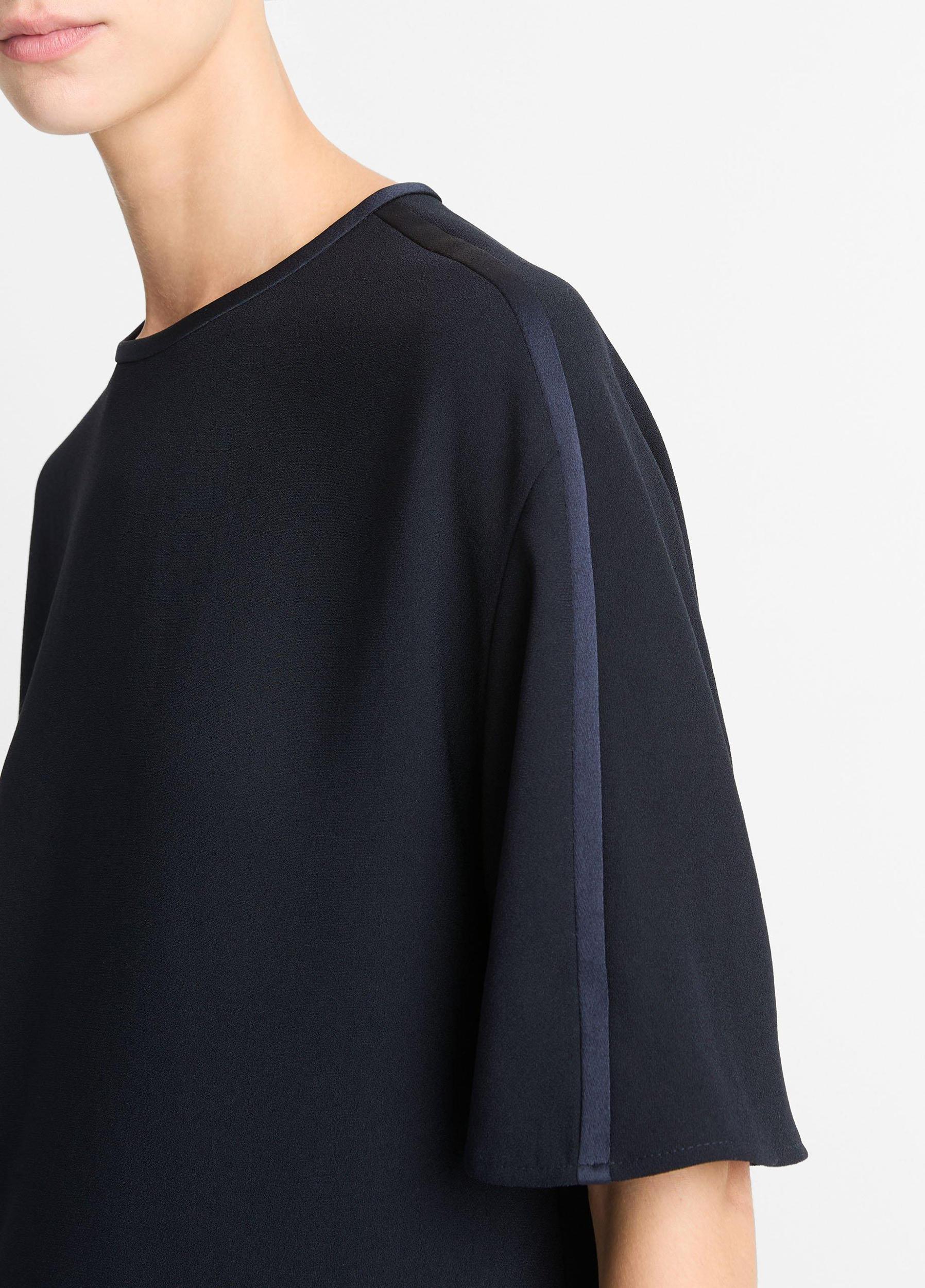 Satin-Trimmed Crepe T-Shirt Product Image