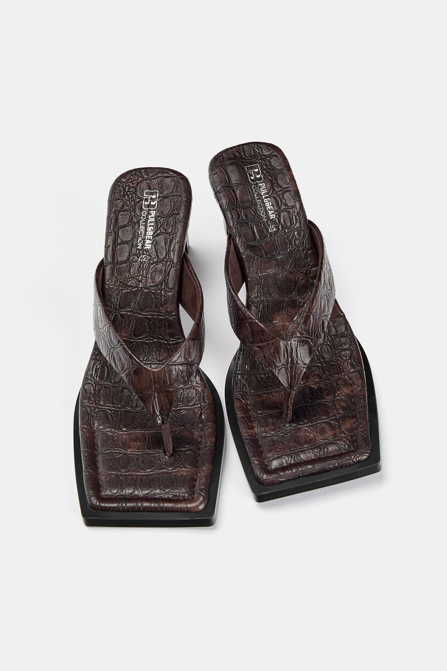 Heeled sandals with square toe Product Image