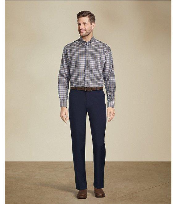 Gold Label Roundtree & Yorke Non-Iron Long Sleeve Small Plaid Pattern Oxford Sport Shirt Product Image
