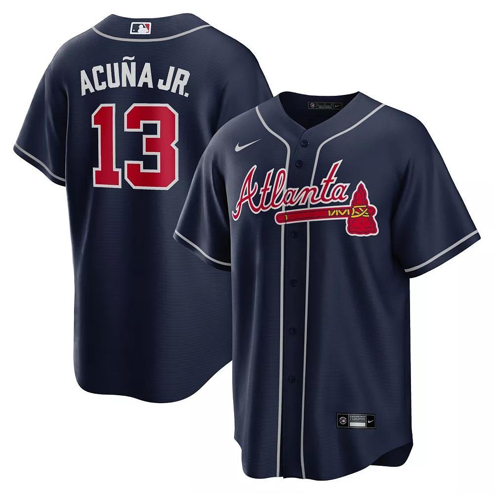 Men's Nike Ronald Acuna Jr. Navy Atlanta Braves Alternate Replica Player Name Jersey, Size: Medium, Blue Product Image