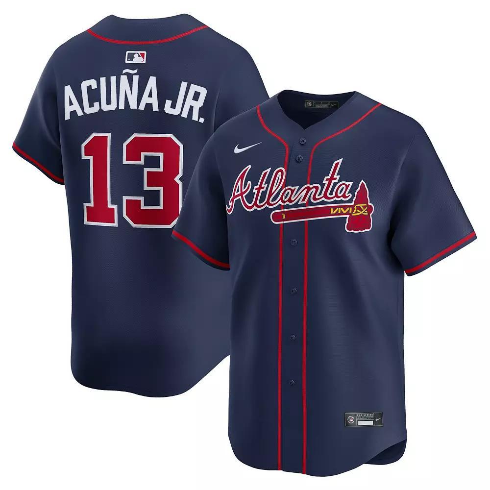 Men's Nike Ronald Acuña Jr. Navy Atlanta Braves Alternate Limited Jersey,  Product Image