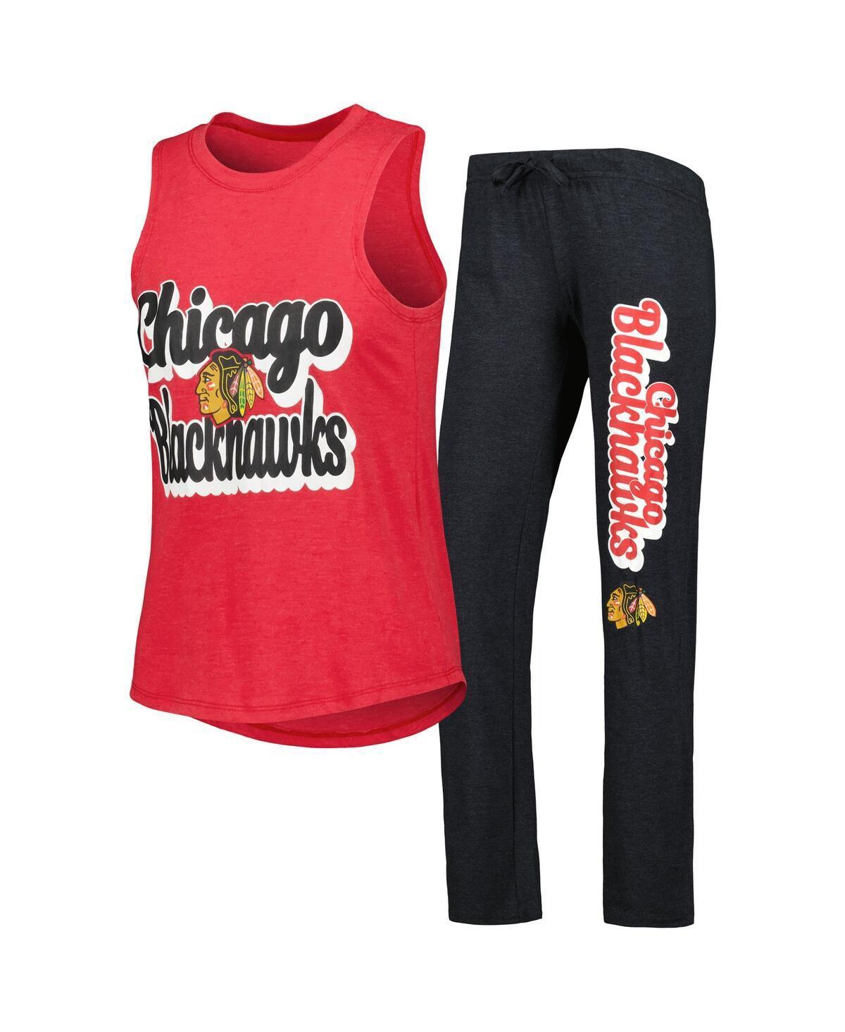 Womens Concepts Sport /Black Chicago Blackhawks Meter Muscle Tank Top & Pants Sleep Set Product Image