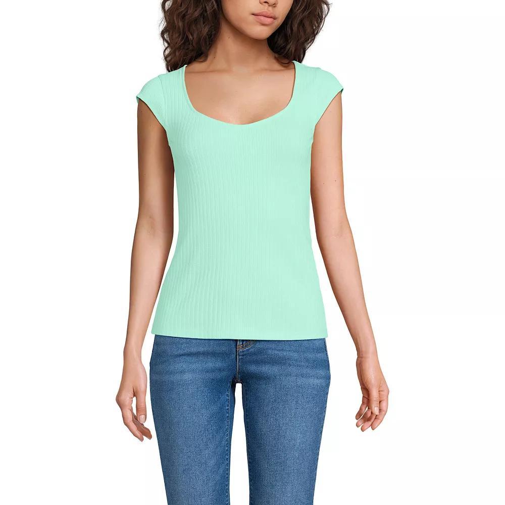Women's Lands' End Pointelle Cap Sleeve Top,  Product Image