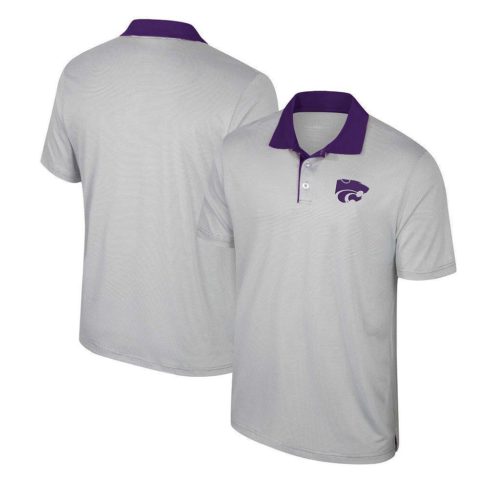 Men's Colosseum Gray Kansas State Wildcats Tuck Striped Polo, Size: 3XL, Grey Product Image