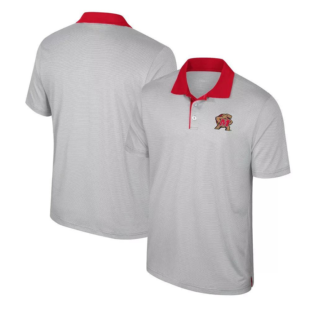 Men's Colosseum Gray Maryland Terrapins Tuck Striped Polo, Size: XL, Grey Product Image