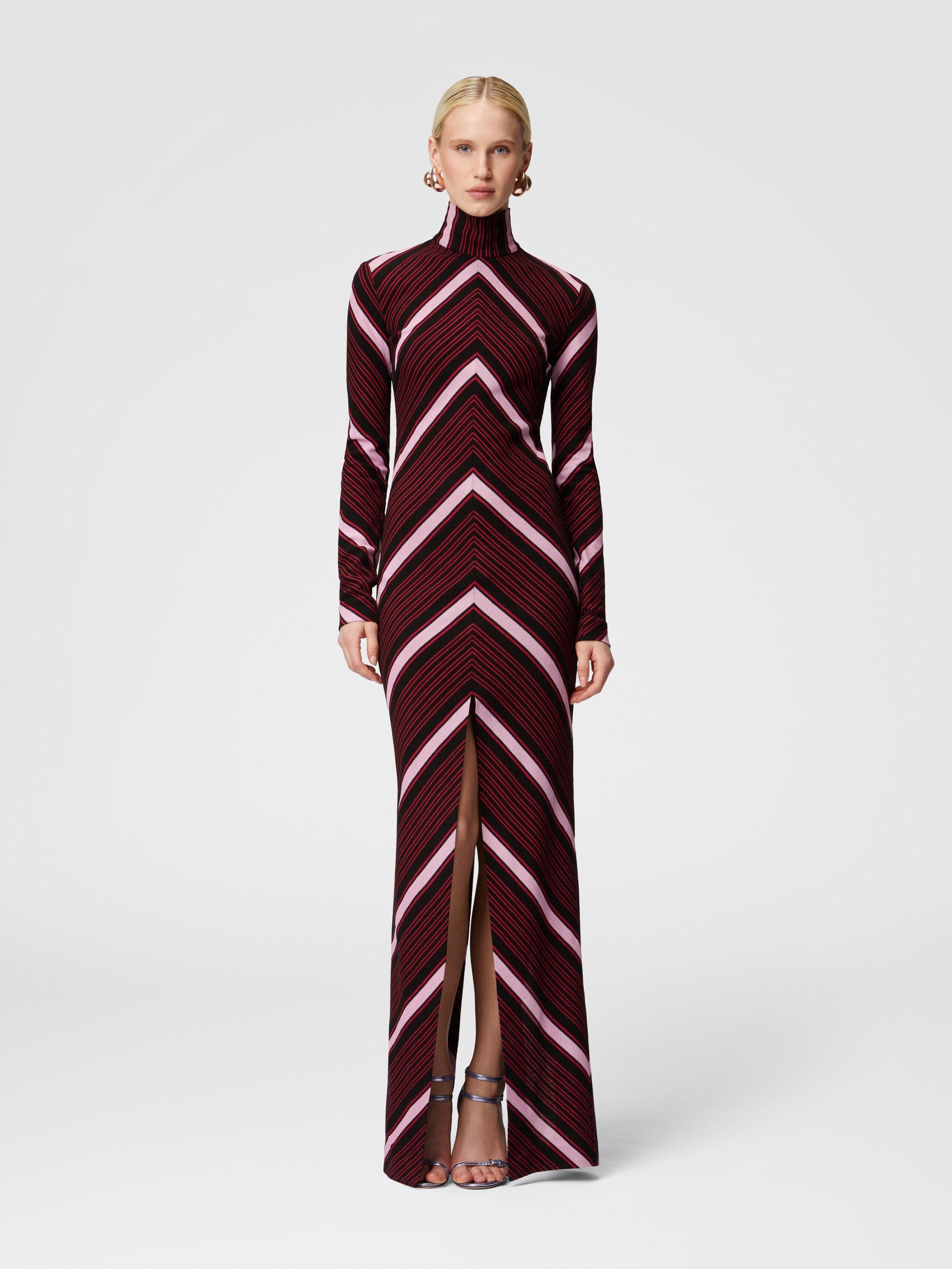 Long turtleneck dress with deep central slit Product Image