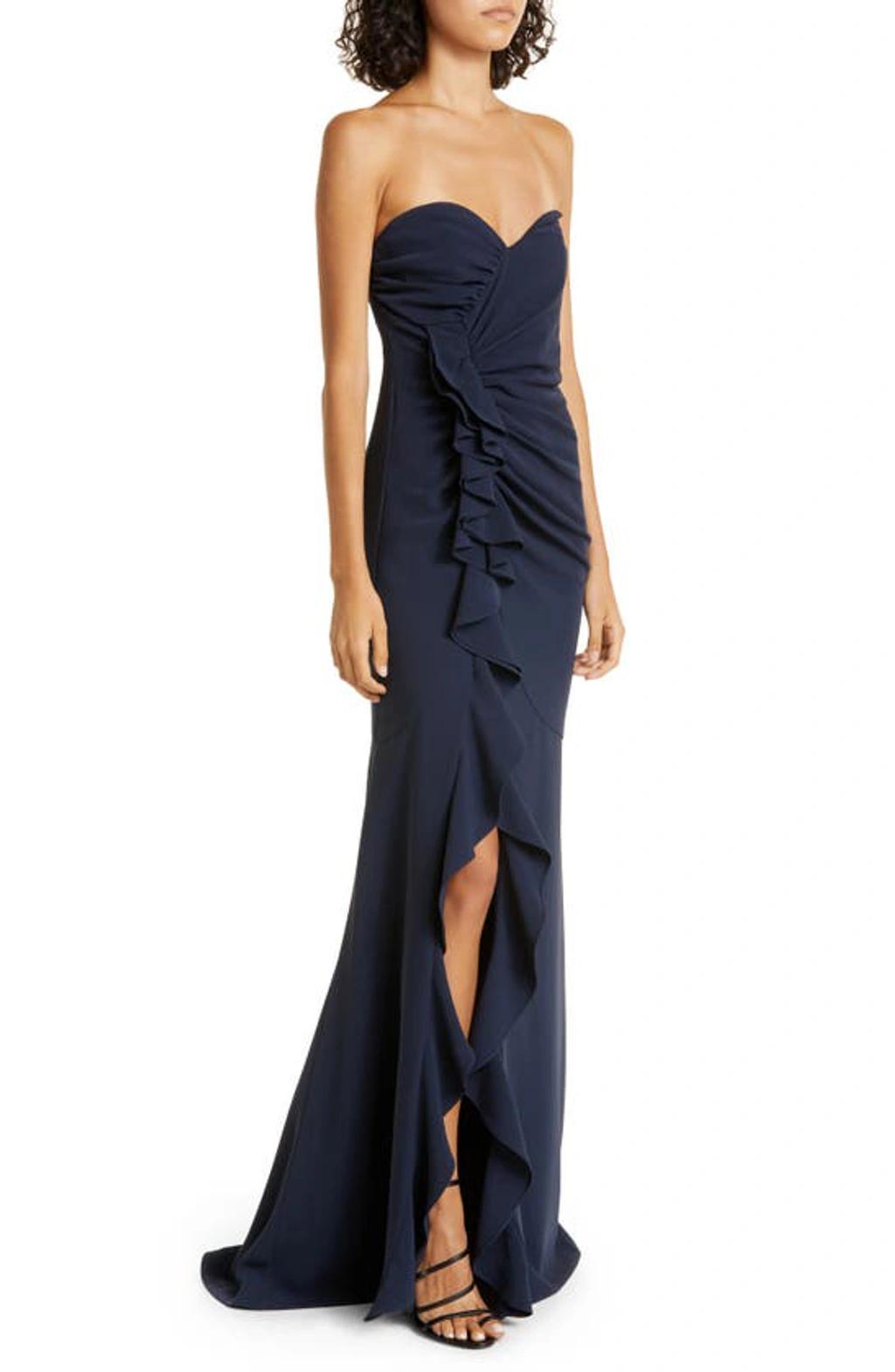 Cinq A Sept Hyde Strapless Gown In Navy Product Image