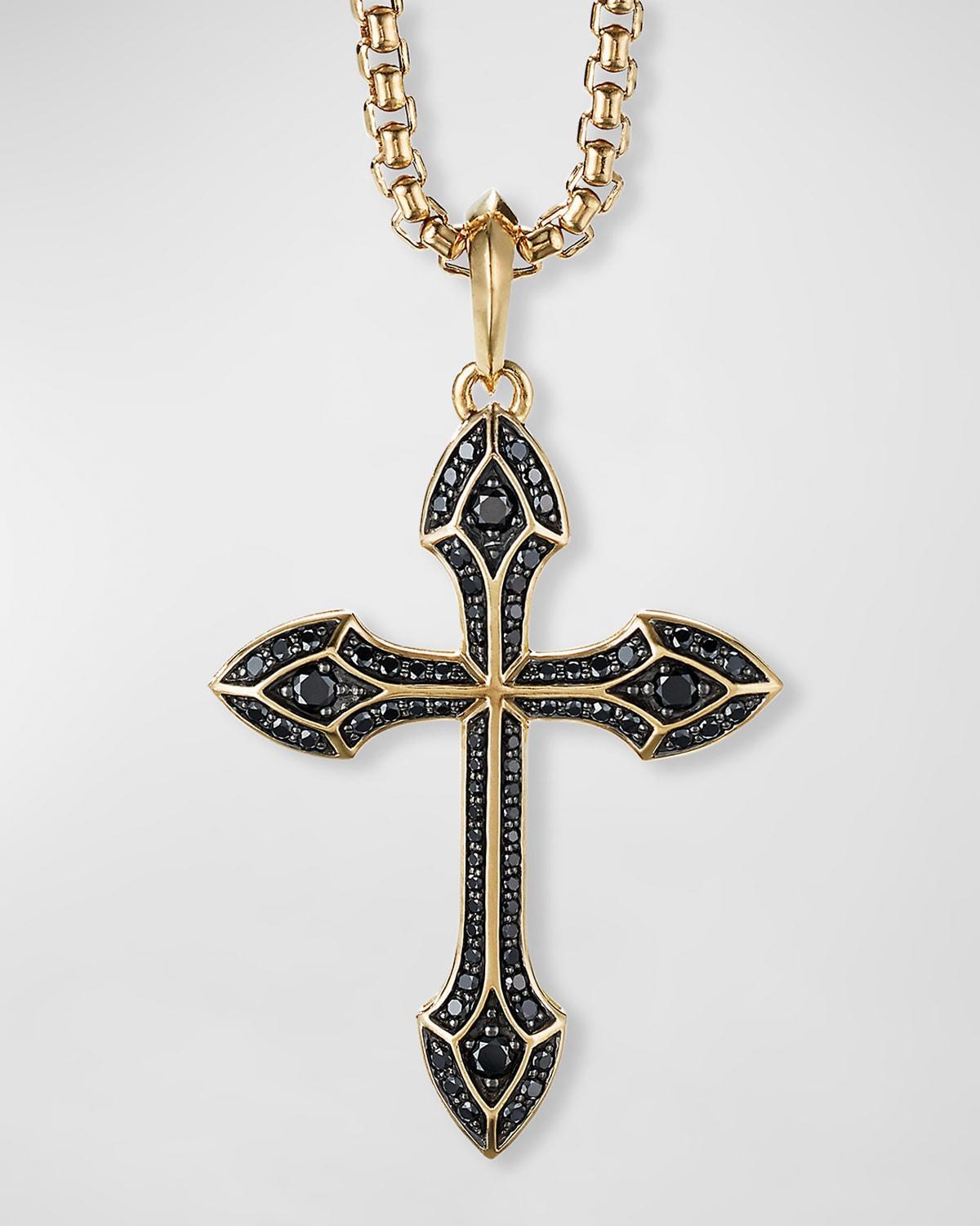 Mens Gothic Cross Amulet in 18K Yellow Gold Product Image