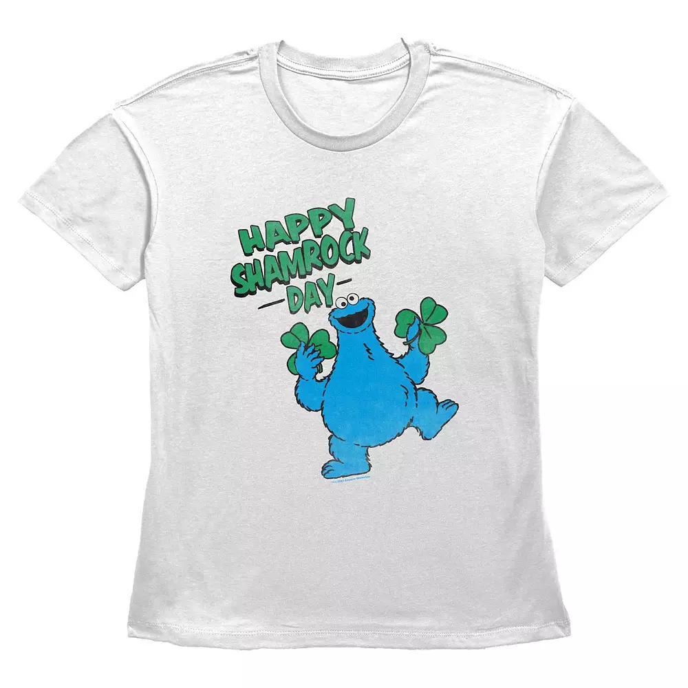 Women's PBS Kids Sesame Street Cookie Monster Happy Shamrock Day Graphic Tee,  Product Image