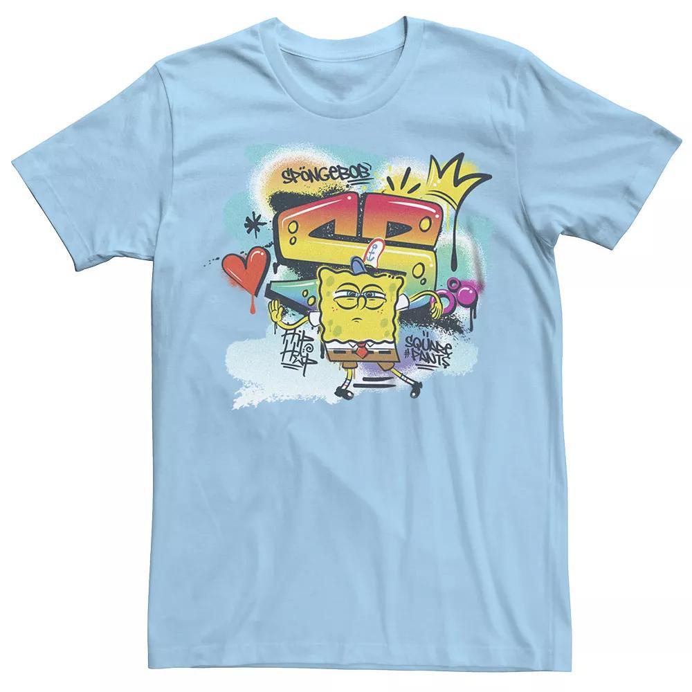 Men's SpongeBob SquarePants Graffiti Graphic Tee, Size: Medium, Light Blue Product Image