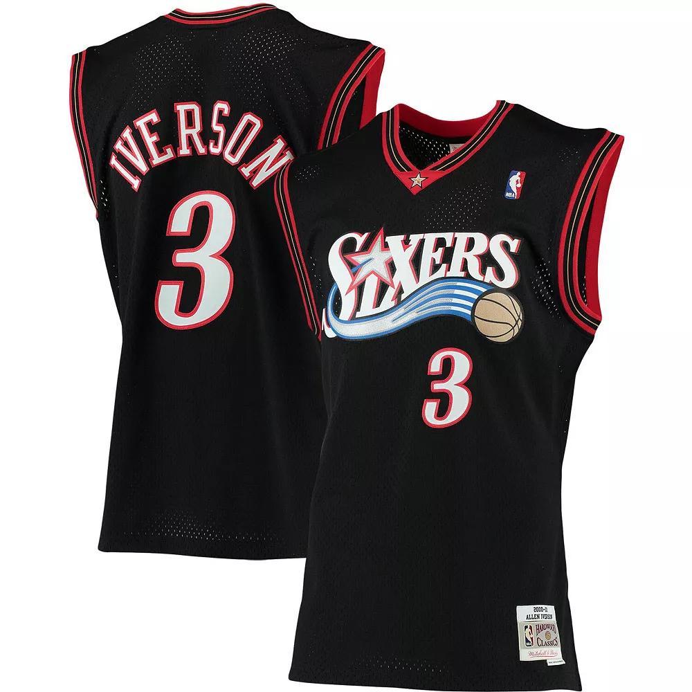 Men's Mitchell & Ness Allen Iverson Black Philadelphia 76ers Big & Tall Hardwood Classics Jersey,  Product Image