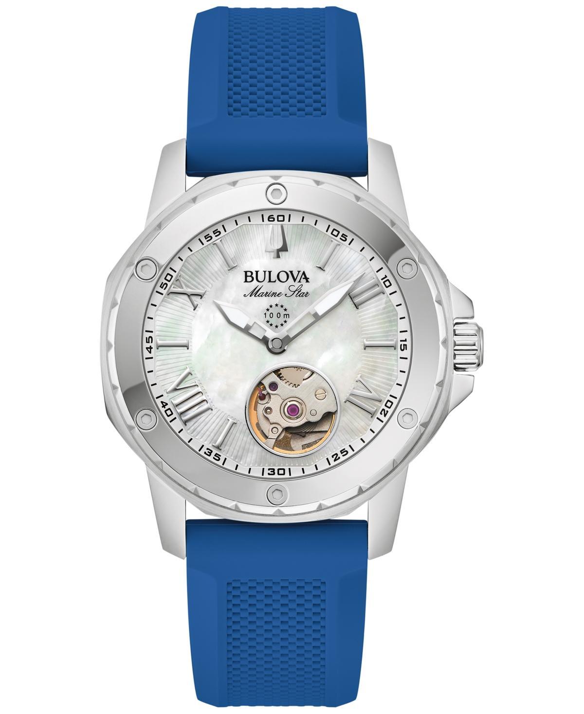 Bulova Womens Marine Star Mechanical Automatic Blue Silicone Strap Watch Product Image