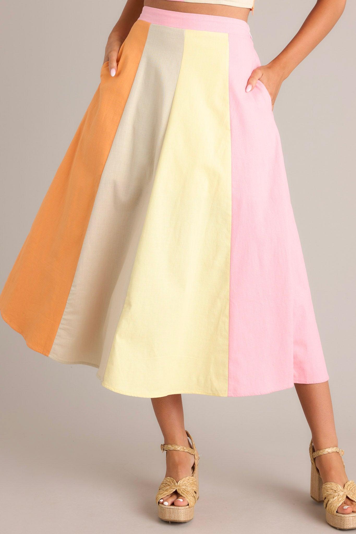 Sherbet Dreams Pastel Multi Midi Skirt Product Image