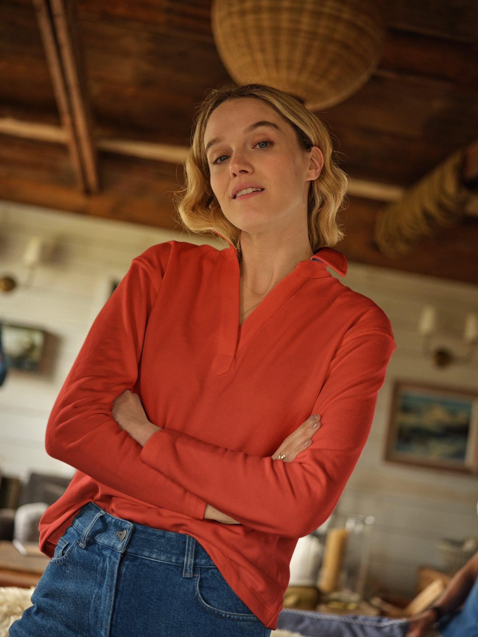 Inlet Pullover in Poppy Loopback Terry Product Image