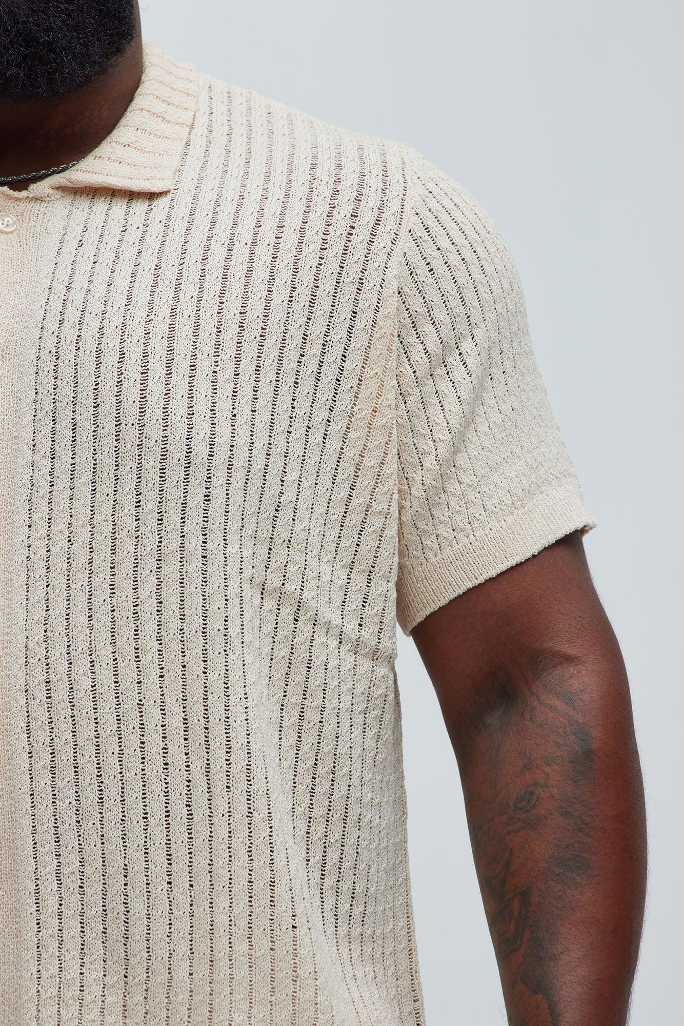 Perez Stripe Knit Shirt - Cream Product Image