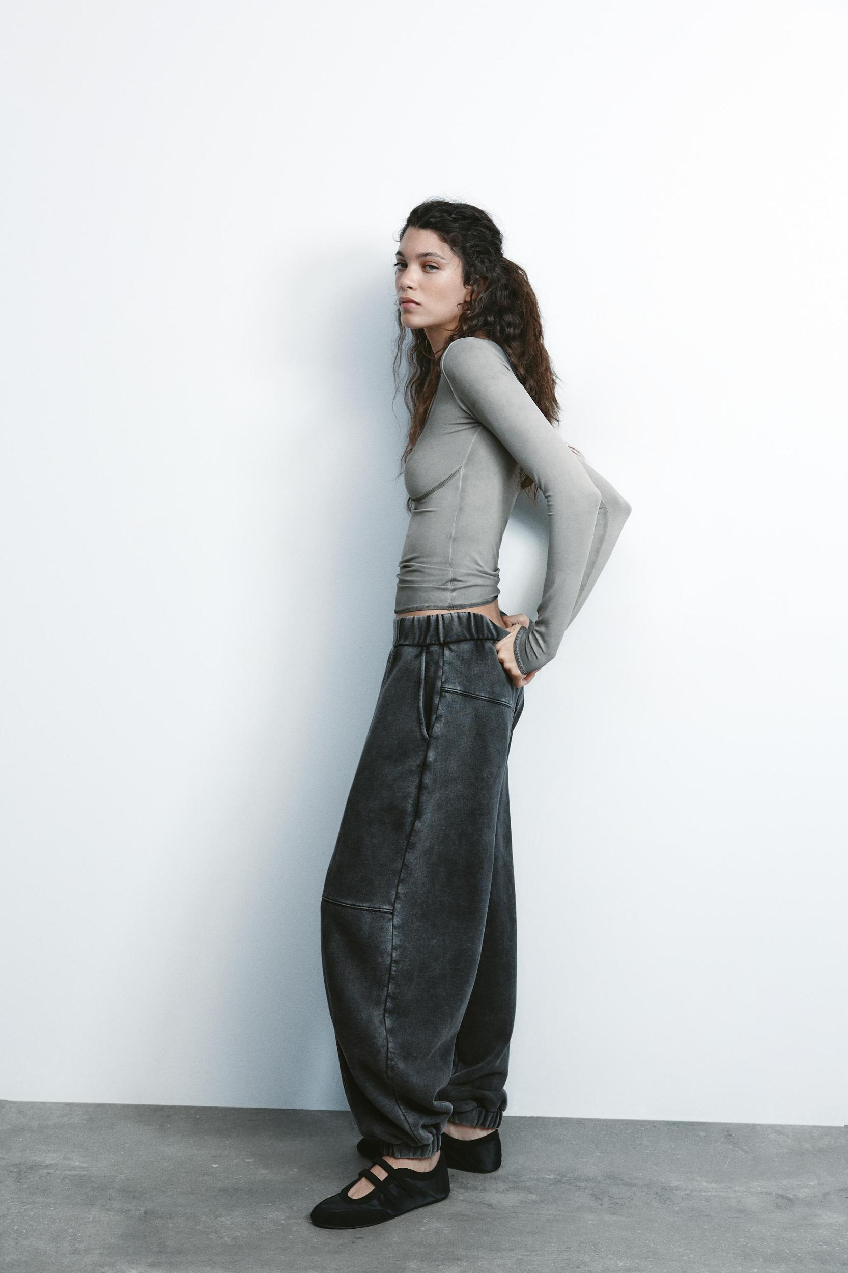 WASHED EFFECT POLYAMIDE T-SHIRT Product Image