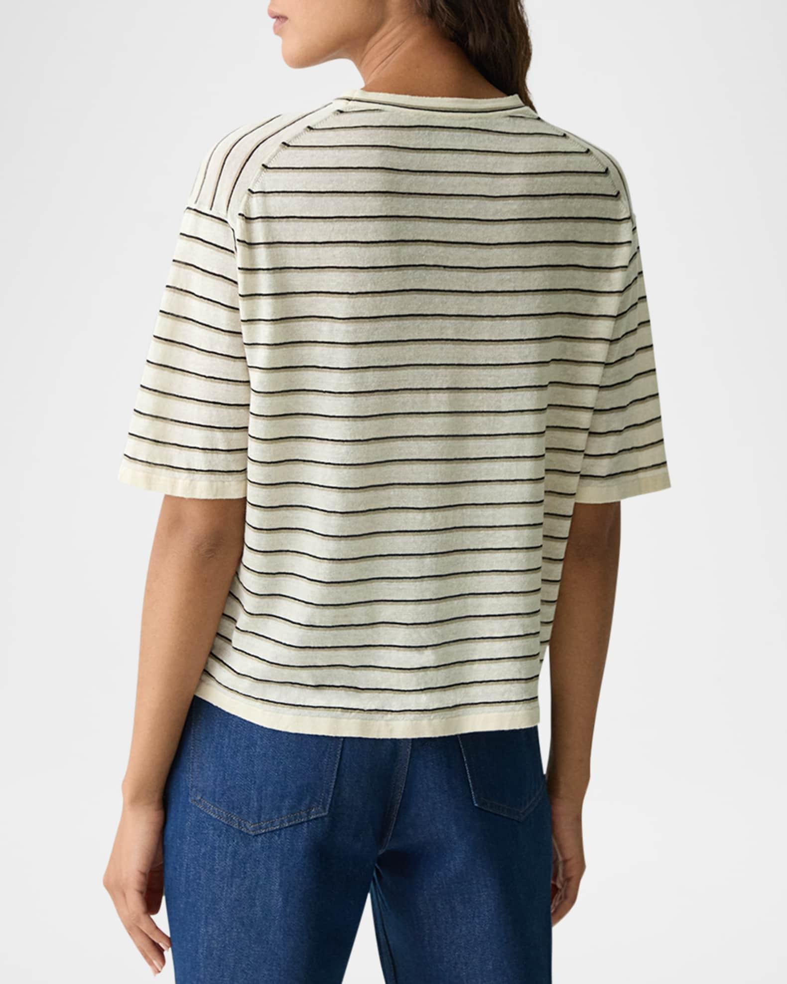 Stripe Knit Short-Sleeve Boyfriend Tee Product Image
