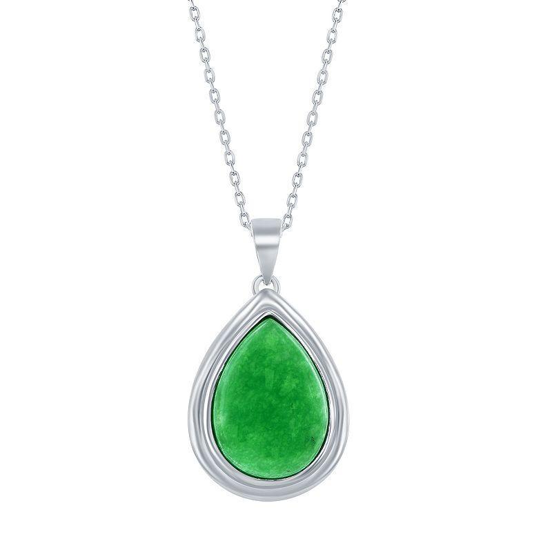 Argento Bella Sterling Silver Green Quartz Pear-Shaped Pendant Necklace, Womens Product Image