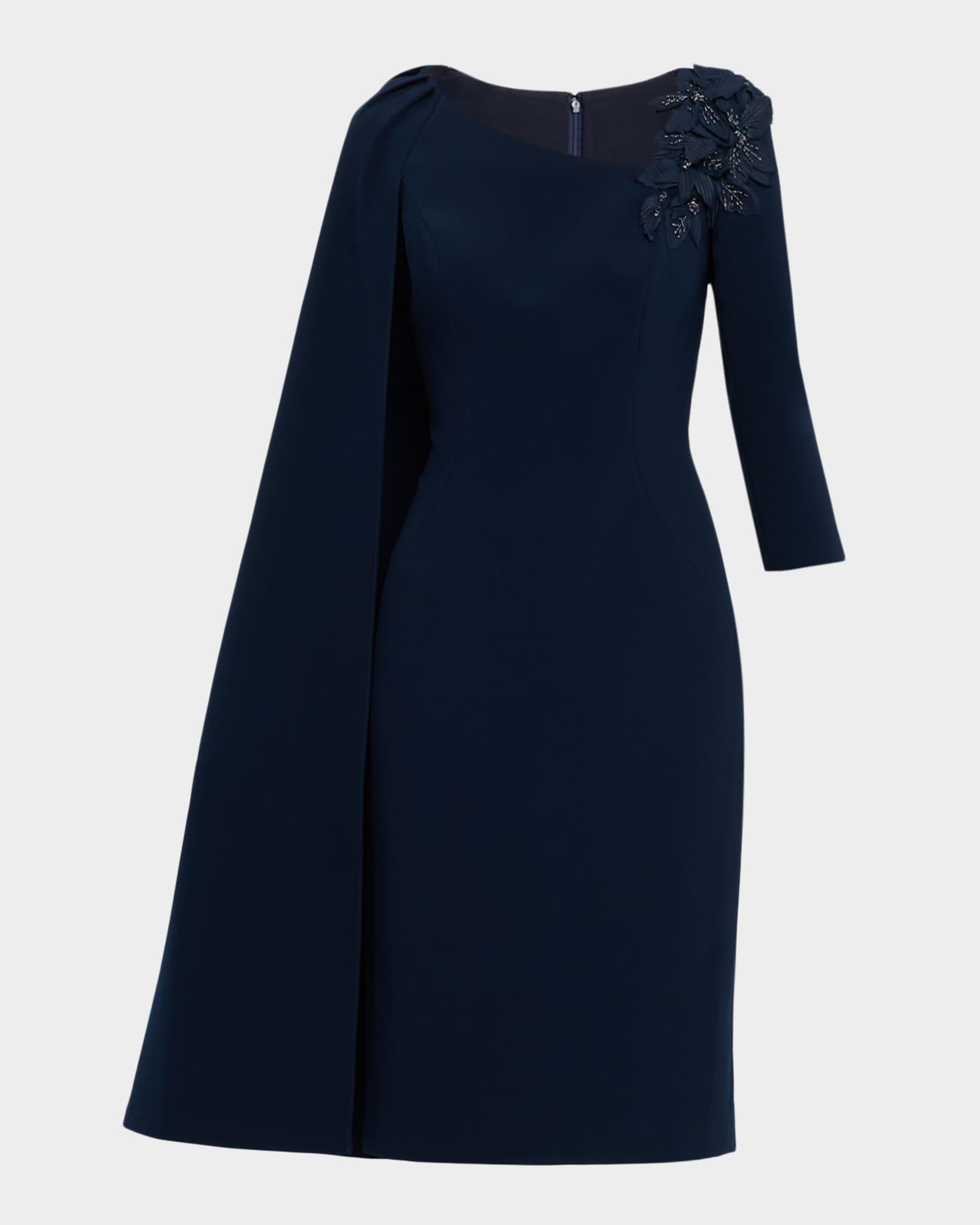 Cape-Sleeve Crepe Midi Dress Product Image
