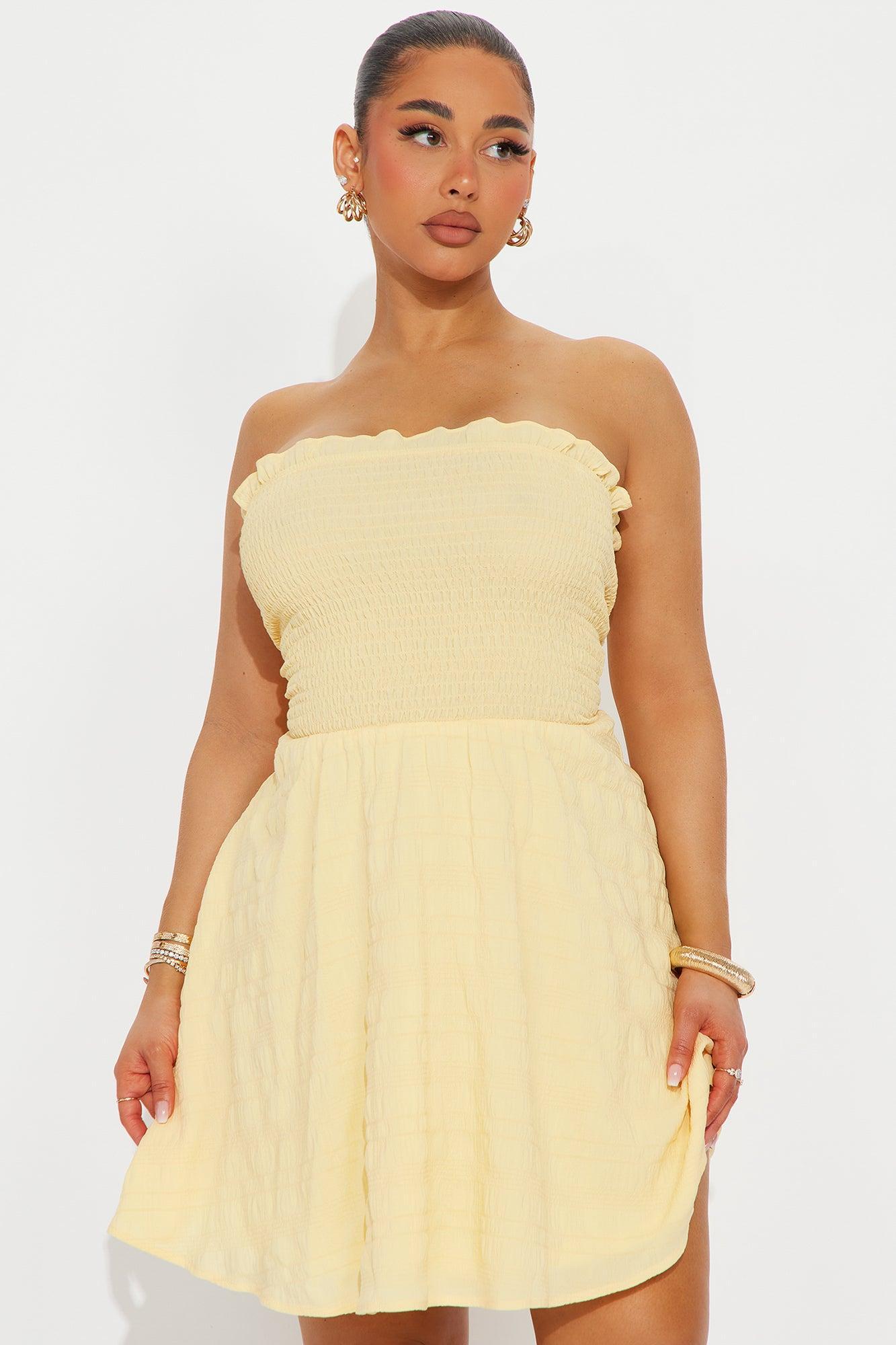 Beach Day Smocked Mini Dress - Yellow Product Image