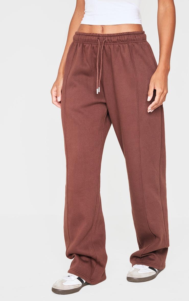 Dark Chocolate Basic Wide Leg Sweatpants Product Image