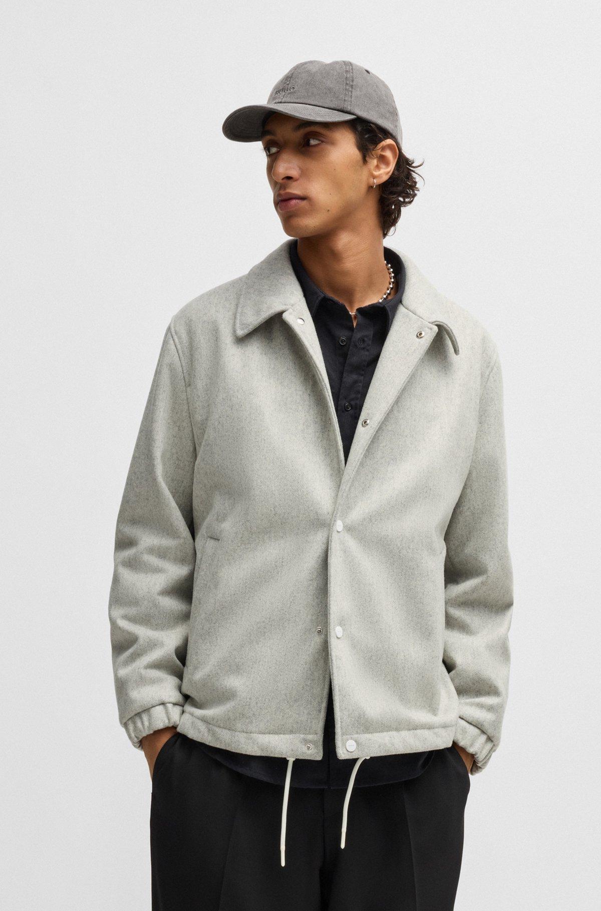 Regular-fit padded coach jacket in a wool blend Product Image