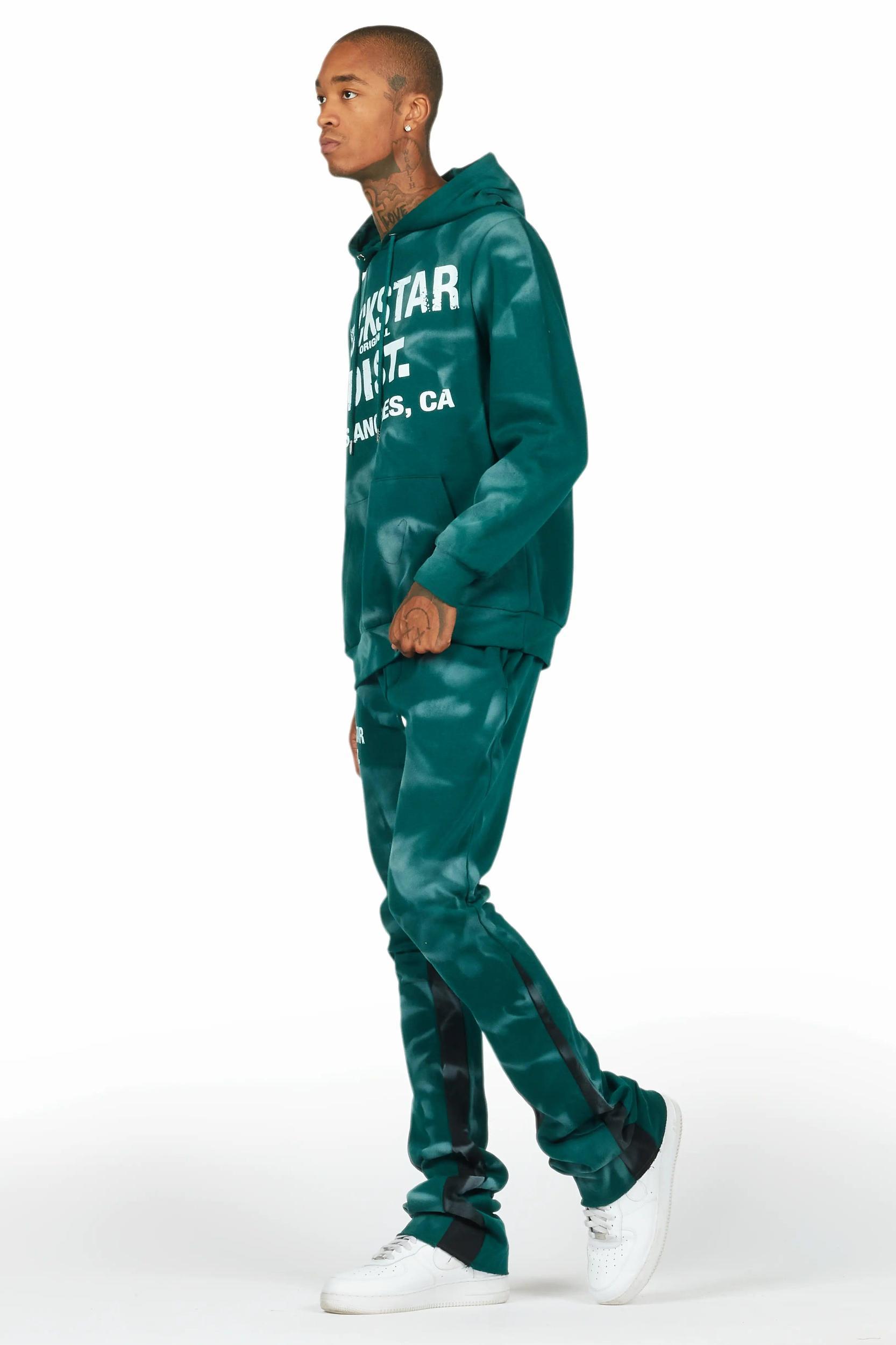 Nelly Dark Green Hoodie Stacked Flare Track Set Male Product Image
