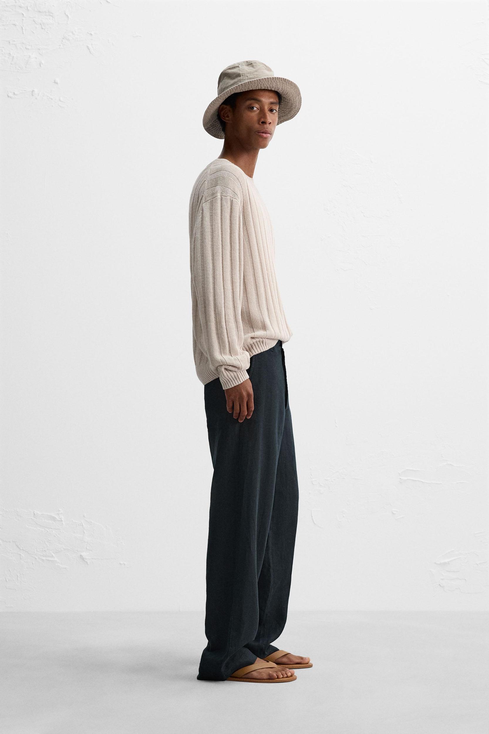 STRAIGHT FIT 100% LINEN PANTS Product Image