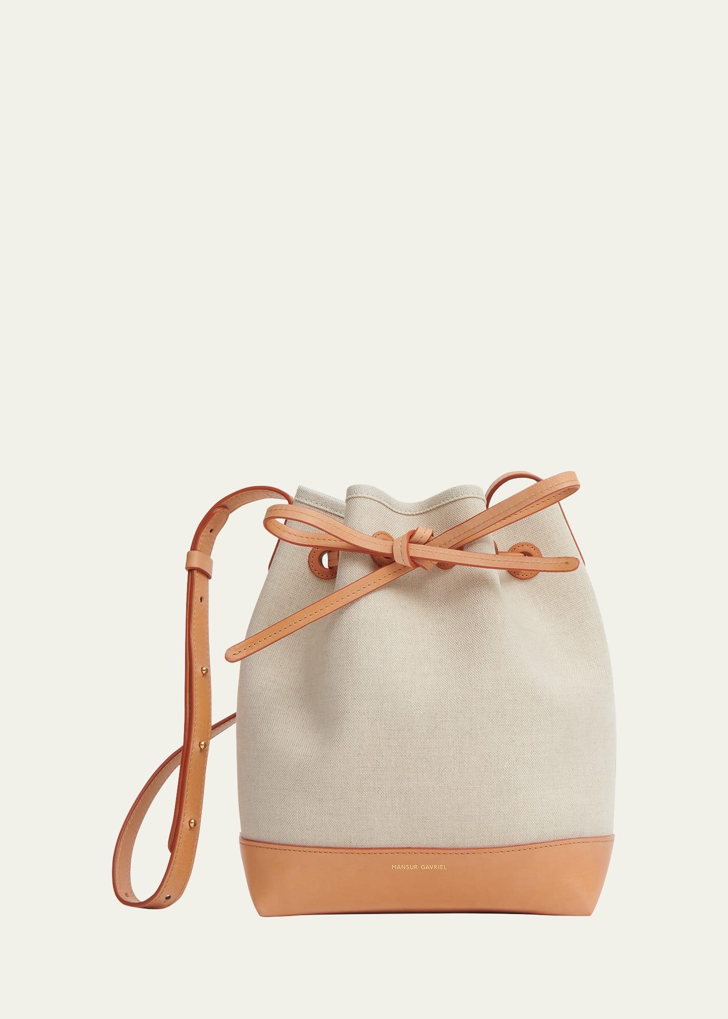 Womens Mini Canvas & Leather Bucket Bag Product Image