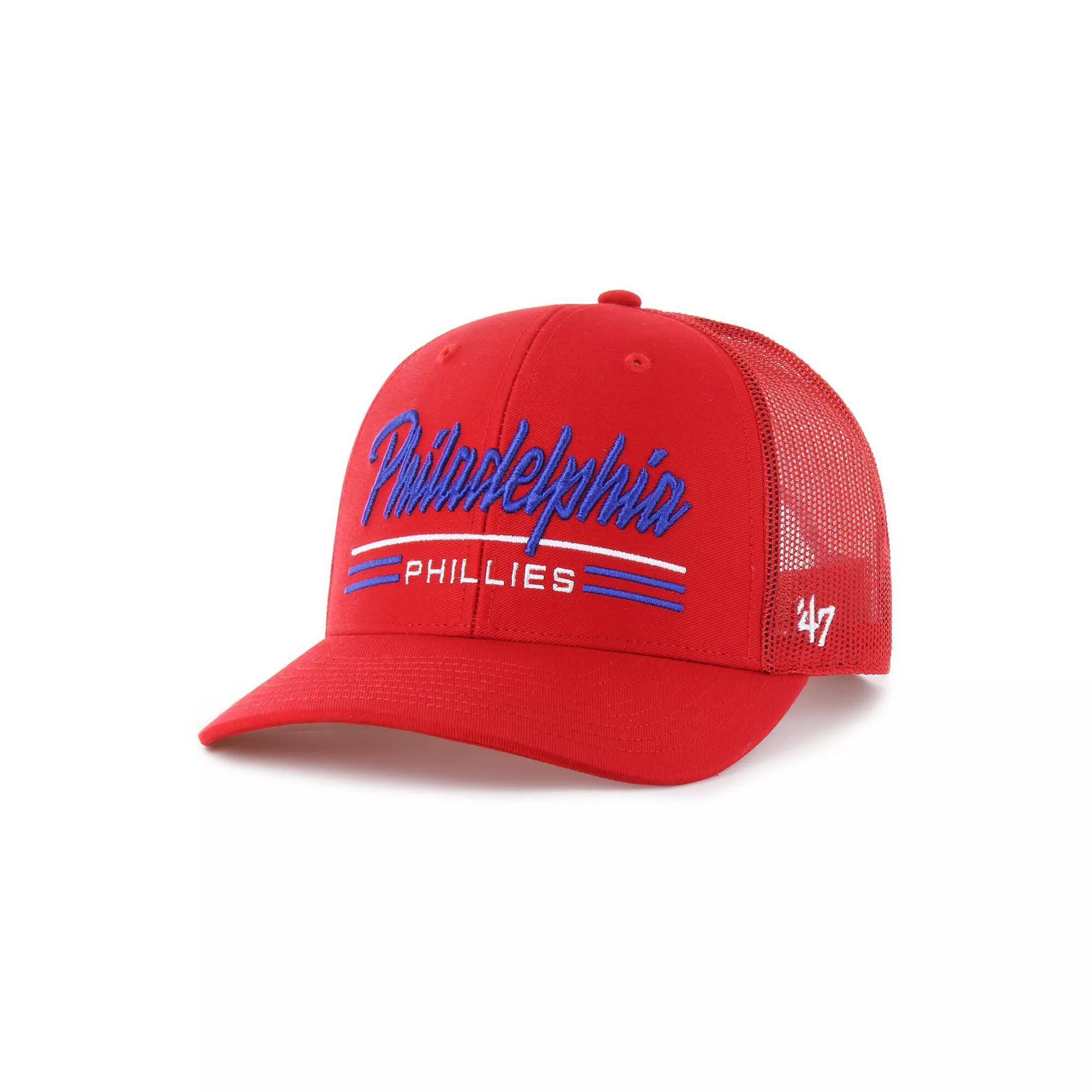 Men's '47 Red Philadelphia Phillies Garner Trucker Adjustable Hat Product Image