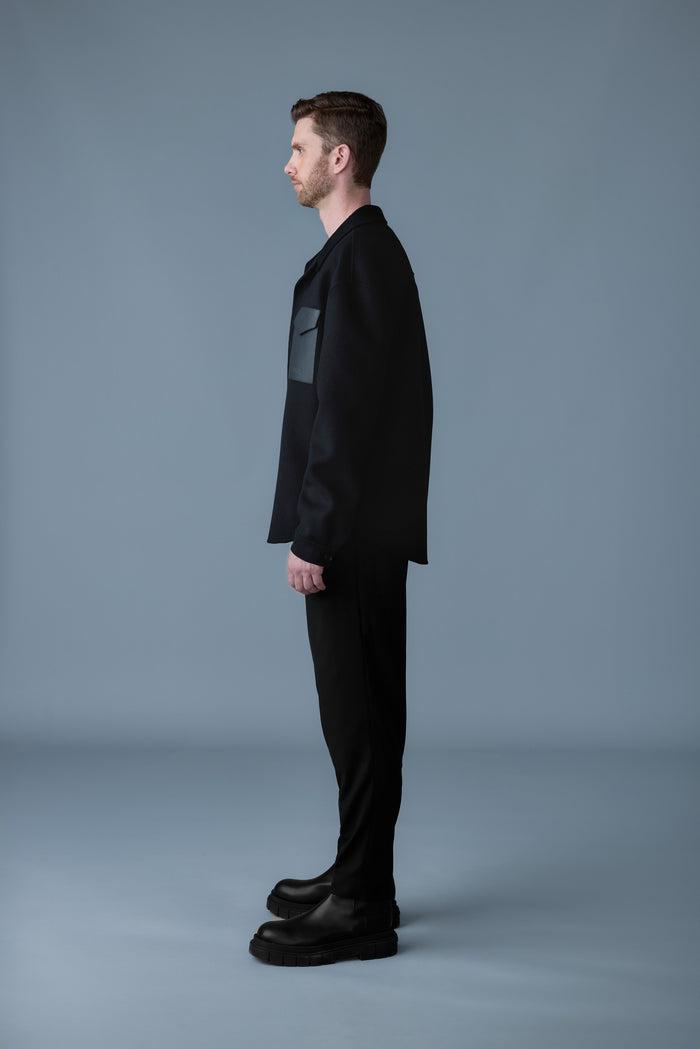 Mackage Mens Emmanuel Double-Face Wool Overshirt with Leather Patch Pocket Product Image