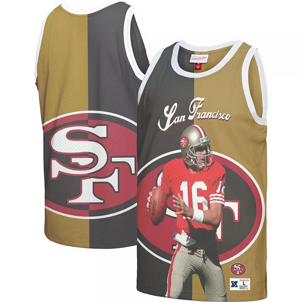 Men's Mitchell & Ness Joe Montana Black/Gold San Francisco 49ers Retired Player Graphic Tank Top, Size: Small Product Image