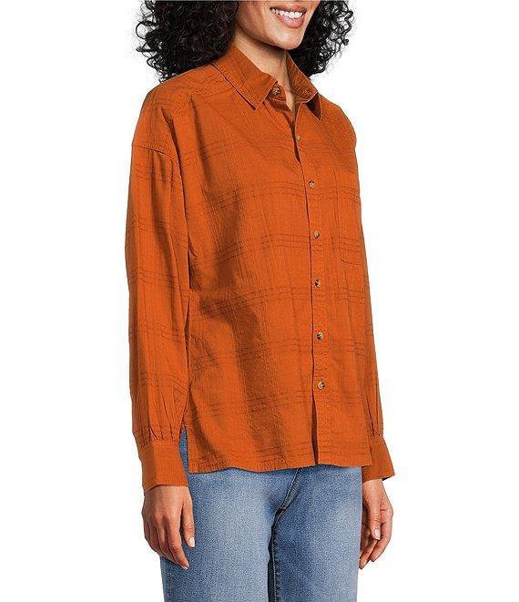 Westbound Woven Collared Oversized Long Sleeve Top Product Image